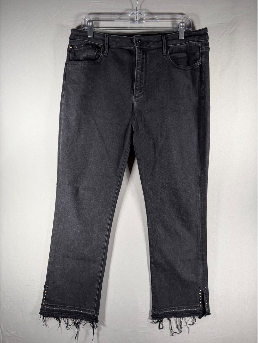 Driftwood Amelia Black Denim Jeans W33 L26 with Studded Fringe Hem